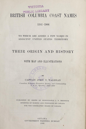 Title Cover Image: British Columbia coast names